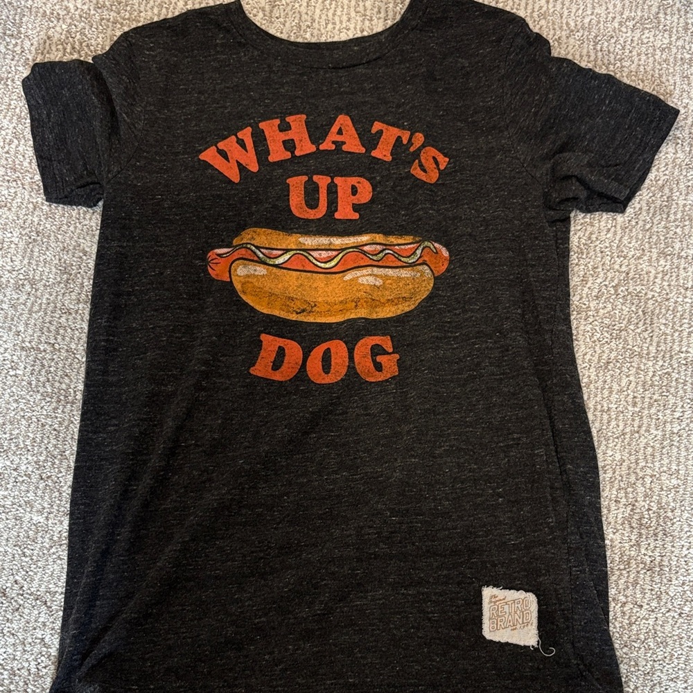 Retro Brand - What's Up Dog Graphic Tee - dark gray